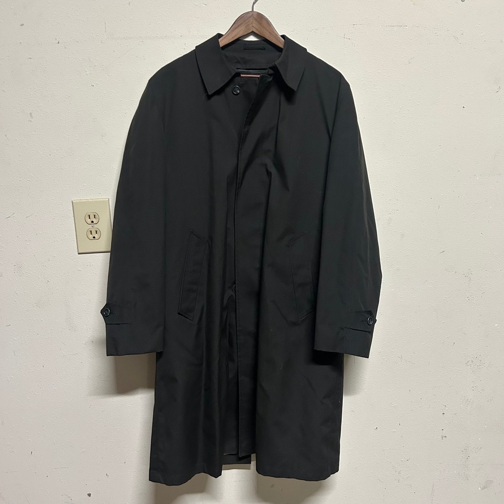 Towncraft Plus Penn-Prest Trench Coat Black Mens 38 Long Vintage Overcoat Jacket